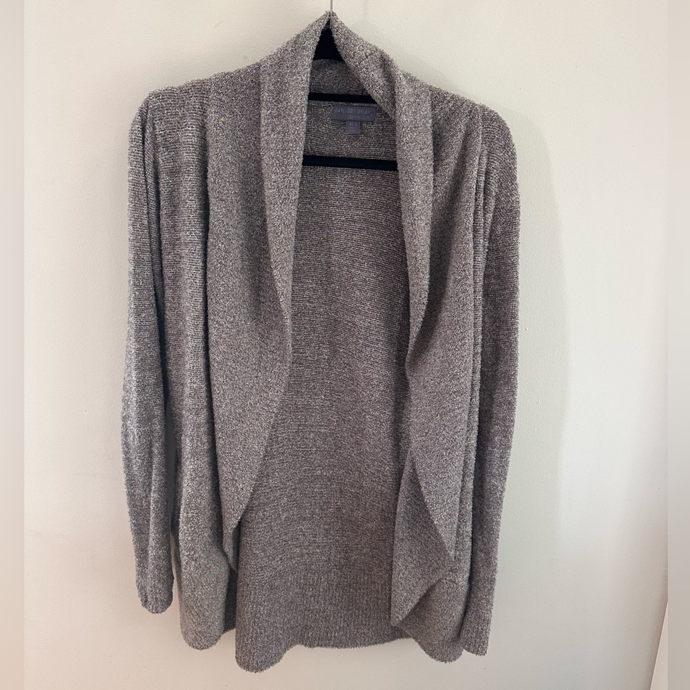 EUC Barefoot Dreams Pacific Blue-Gray Cardigan Sweater with Waterfall Front